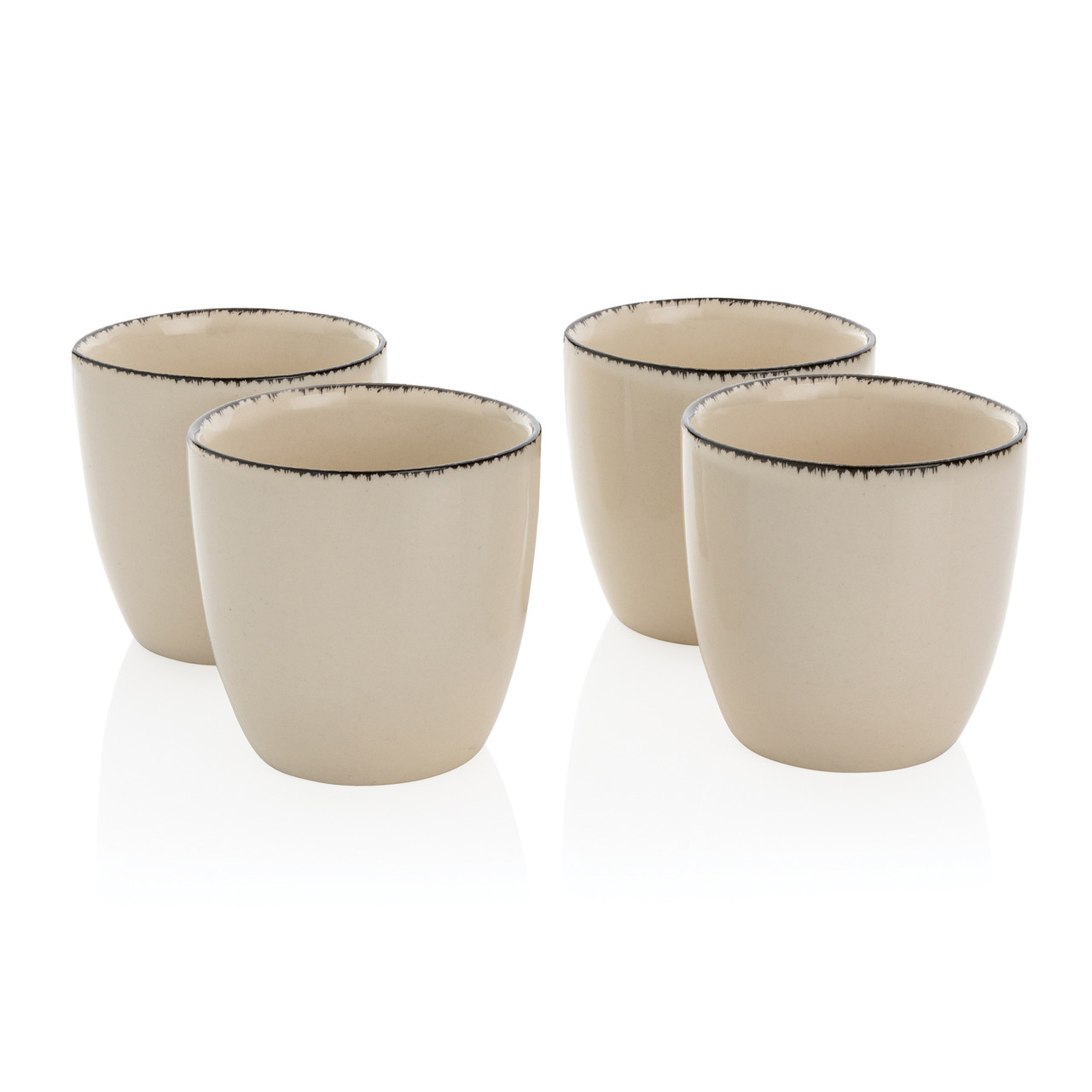 Набор керамических чашек Ukiyo, 4 предмета, белый; , Длина 7,5 см., ширина 7,5 см., высота 7,3 см., диаметр