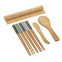 Набор приборов для суши Ukiyo, 8 предметов, коричневый; , Длина 24,5 см., ширина 10 см., высота 3,3 см.,