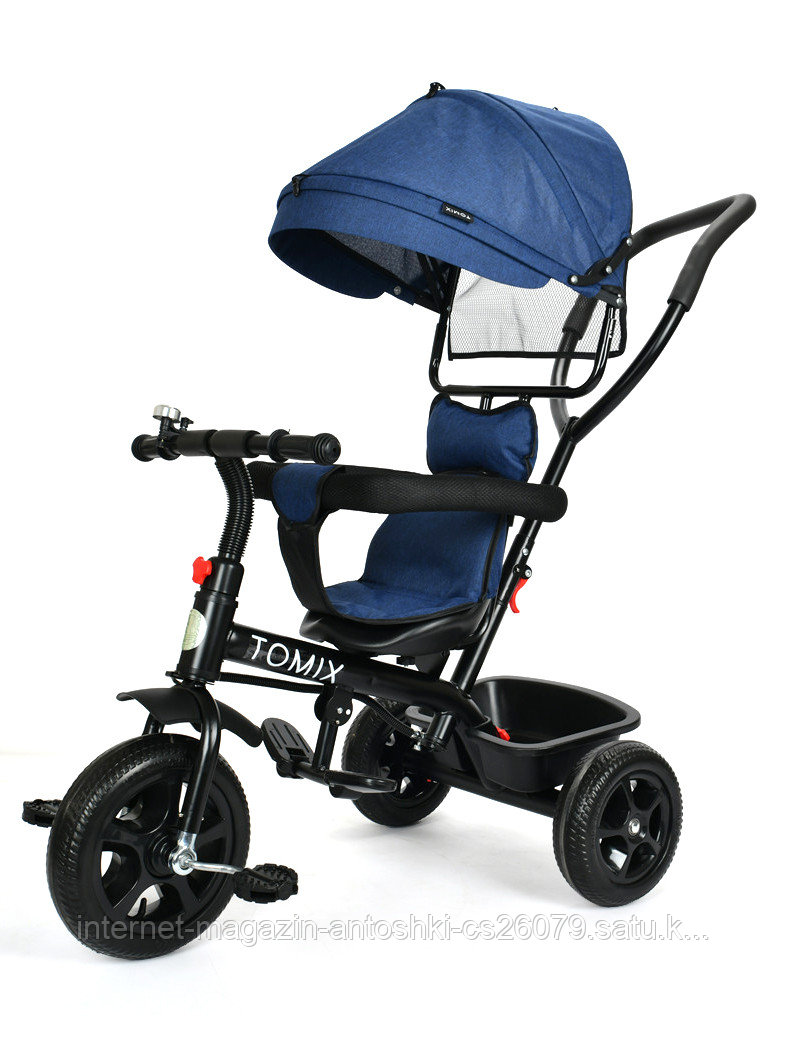 Детский трехколесный велосипед TOMIX "BABY TRIKE", Dark blue, EVA колеса 10 и 8 дюймов (25 и 20см), регулируем