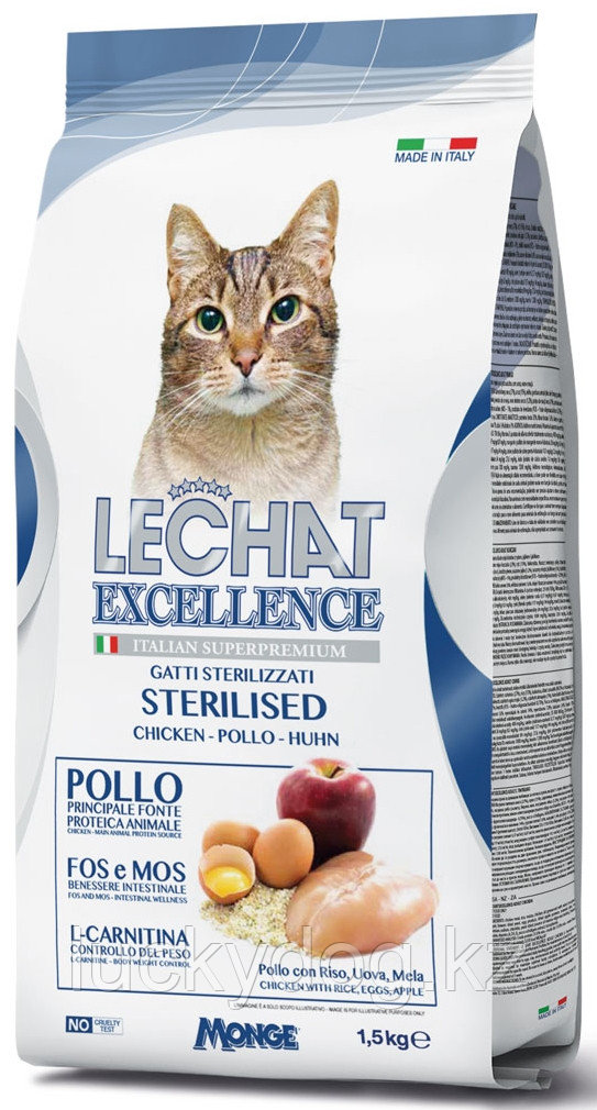 LeChat Excellence STERILIZED CHICKEN 1,5кг Курица Сухой корм для стерилизованных кошек