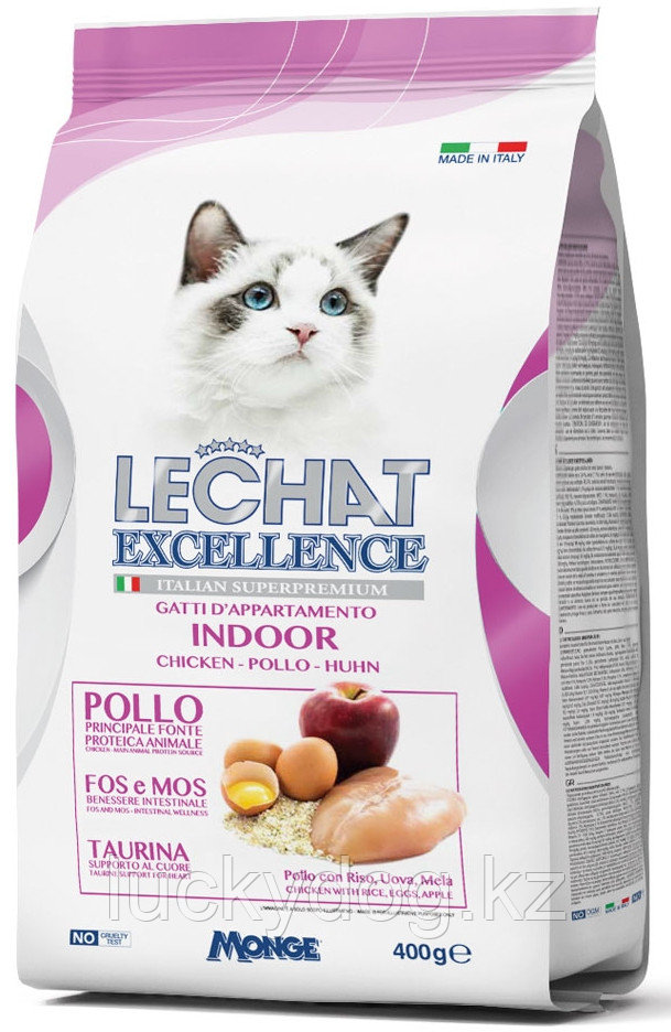 LeChat Excellence INDOOR 400г Курица Сухой корм для кошек, живущих в помещении