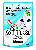 Simba 100г кусочки с форелью и треской Симба корм для кошек в паучах