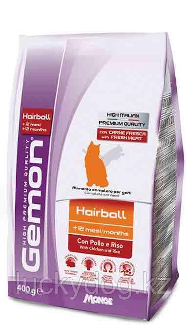 Gemon Hairball 400г с курицей и рисом для выведения шерсти сухой корм для кошек