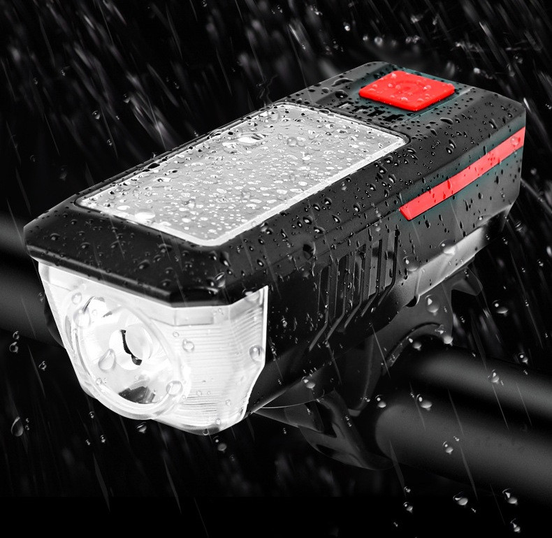 Фонарь Передний на USB и солнечных батареях + защита от дождя + сигнал.  Рассрочка. Kaspi RED
