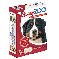 Доктор ZOO Витамины для собак ЗДОРОВЬЕ КОЖИ И ШЕРСТИ с биотином 90таб