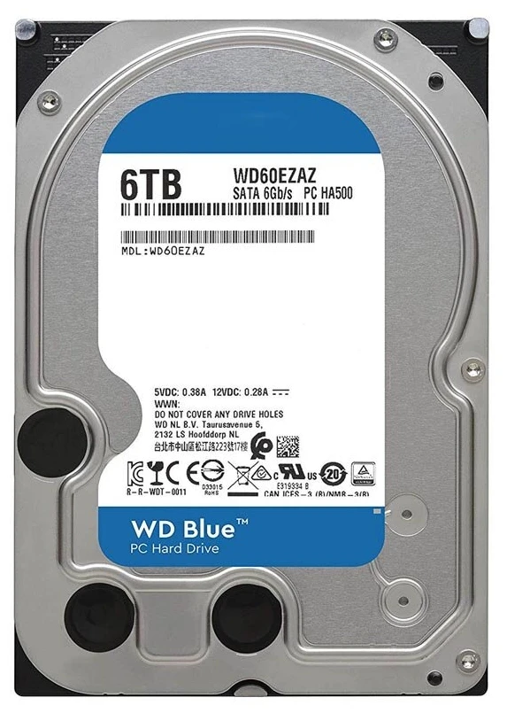 Western Digital WD60EZAZ Жесткий диск HDD 6Tb WD Blue SATA, 5400 об/мин - фото 1 - id-p98969882