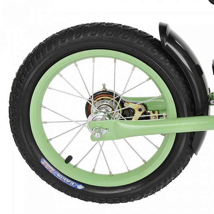 PITUSO Беговел Pulsar, колеса AIR 14", тормоз, подножка,Green matt/Зеленый матовый