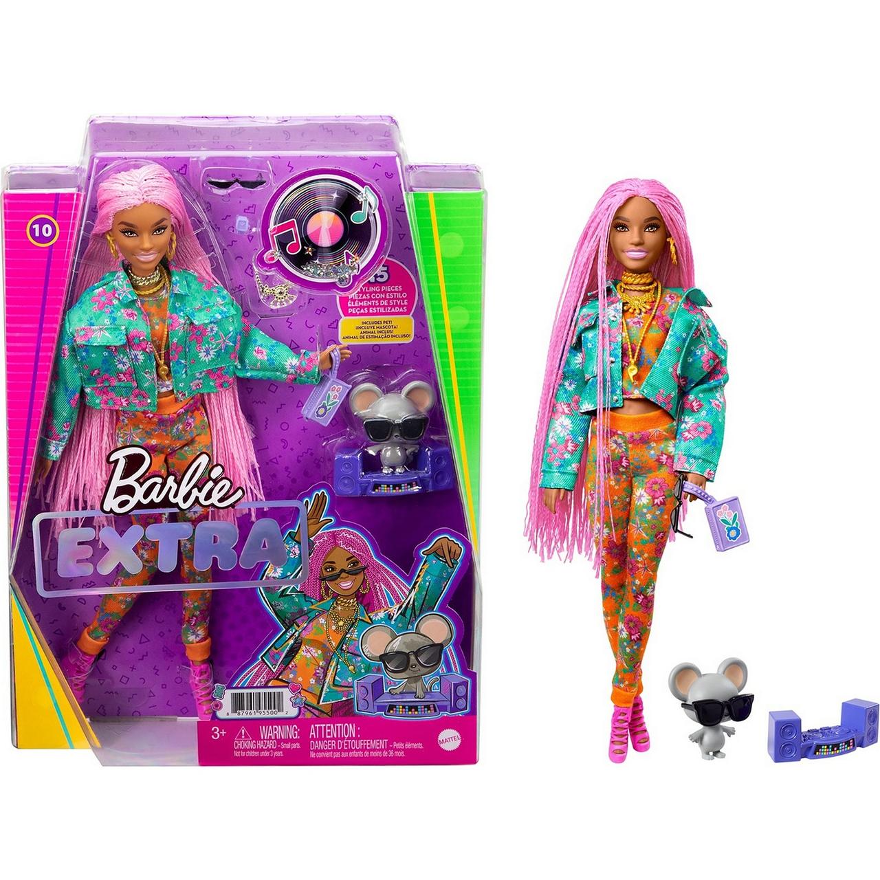Barbie Экстра Модная Кукла c розовыми афрокосичками, Барби - фото 3 - id-p98986169