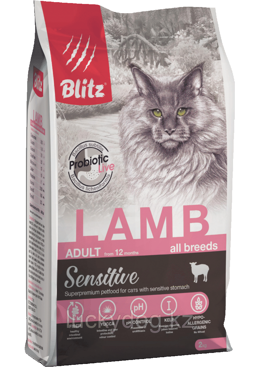 BLITZ Sensitive Ягненок, 400г сухой корм для взрослых кошек ADULT CATS LAMB