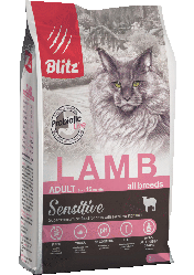 BLITZ Sensitive Ягненок, 2кг сухой корм для взрослых кошек ADULT CATS LAMB