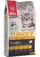 BLITZ Sensitive Индейка, 400г сухой корм для взрослых кошек ADULT CATS TURKEY