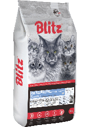 BLITZ Sensitive STERILISED, с Индейкой 10кг сухой корм для стерилизованных кошек