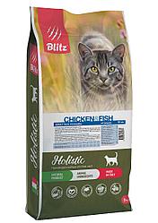 BLITZ Holistic КУРИЦА и РЫБА 5кг низкозерновой сухой корм для взрослых кошек ADULT CAT CHICKEN & FISH