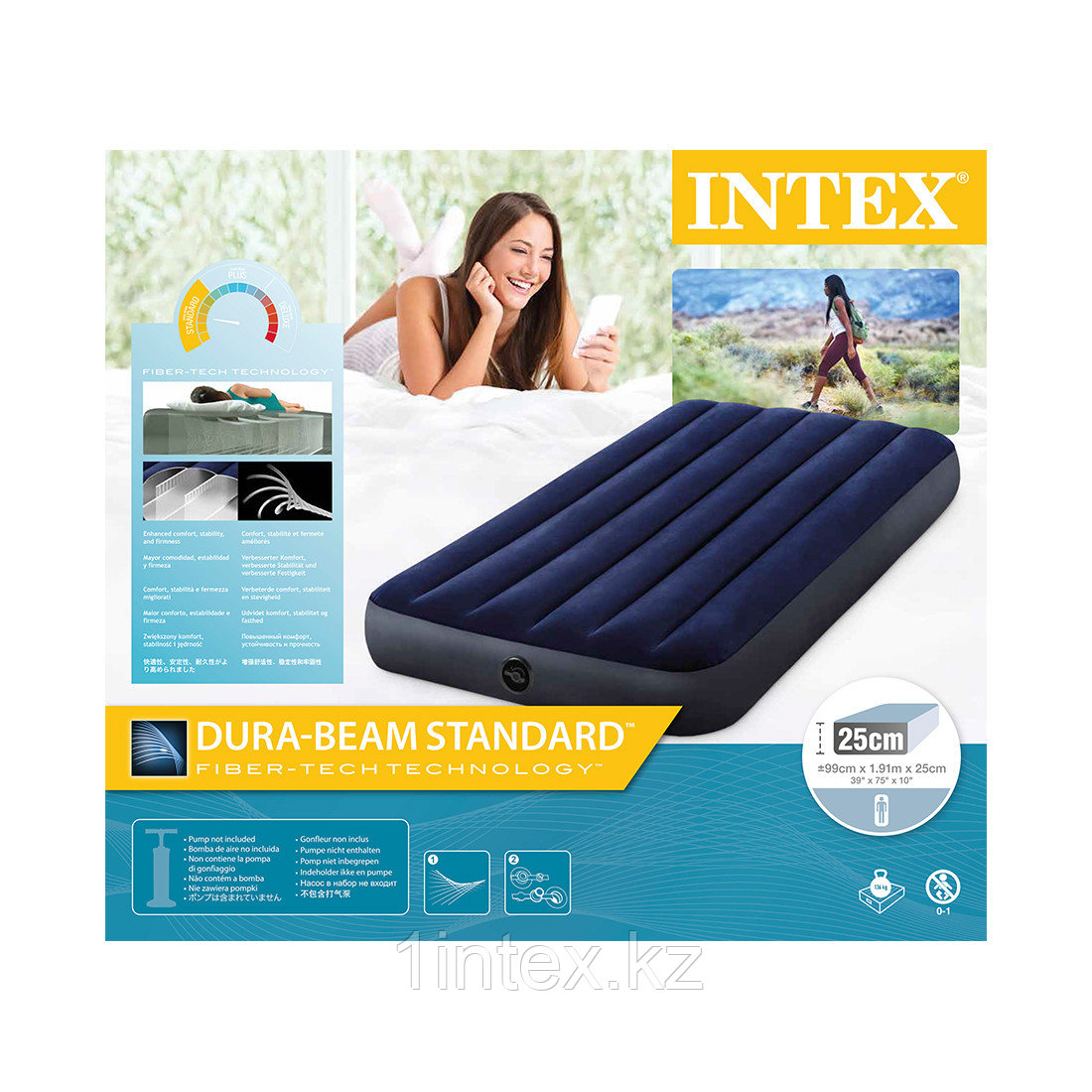 INTEX Матрас надувной Dura-Beam Classic Downy Airbed (Twin) 191 х 99 х 25 см, 64757 - фото 3 - id-p99006087