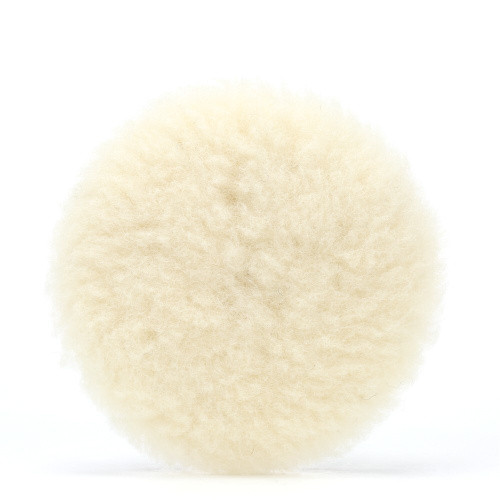 Шерстяной полировальный круг из натуральной овчины 150 мм на мягкой основе, белый