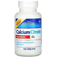 21st Century, Кальций цитрат и витамин D3, 120 таблеток