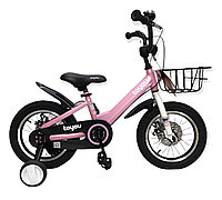 Велосипед ToYou розовый оригинал детский с холостым ходом, на дисковых тормозах 14 размер (523-14), фото 1