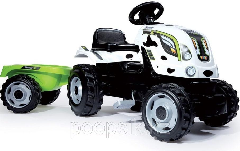 Трактор педальный с прицепом XL, расцветка Коровка