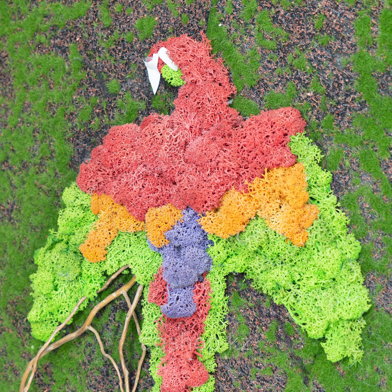 Панно попугай ягель, зелень-искусственная основа - фото 2 - id-p99083815