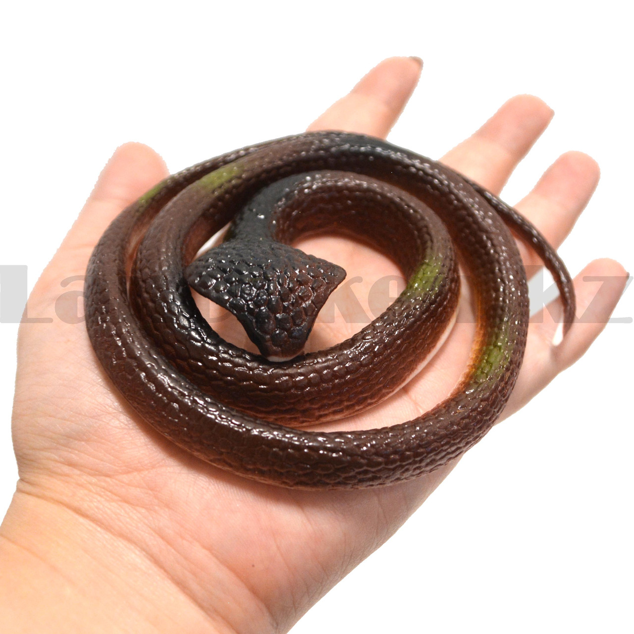 Резиновая змея игрушка антистресс коричневая кобра - фото 4 - id-p99086551
