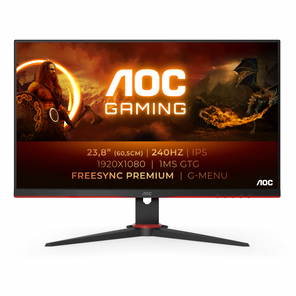 МОНИТОР ИГРОВОЙ 23,8" AOC 24G2ZE/BK IPS 1920X1080 240HZ 350CDM 0,5MS 1000:1 2XHDMI DP ЧЕРНО-КРАСНЫЙ