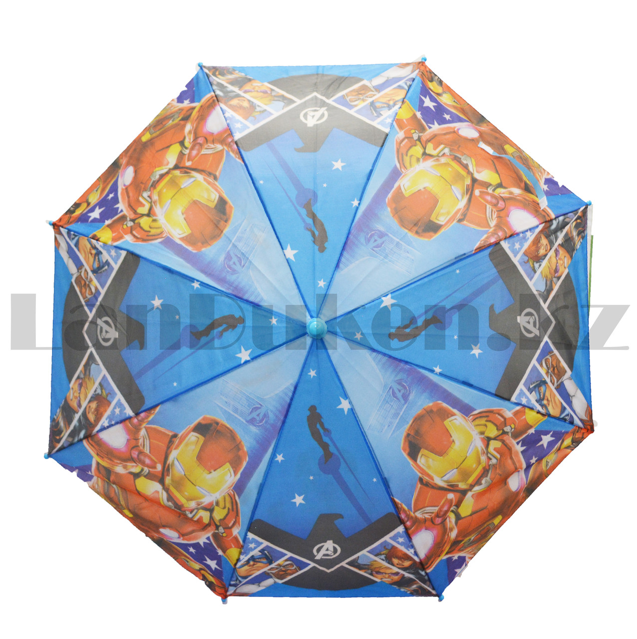 Зонт детский Железный человек трость 68 сантиметров синий - фото 6 - id-p99104239