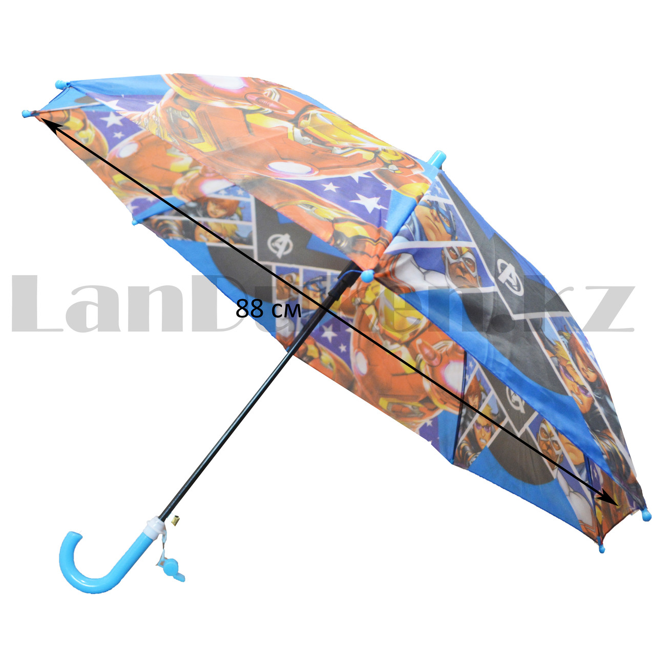 Зонт детский Железный человек трость 68 сантиметров синий - фото 2 - id-p99104239