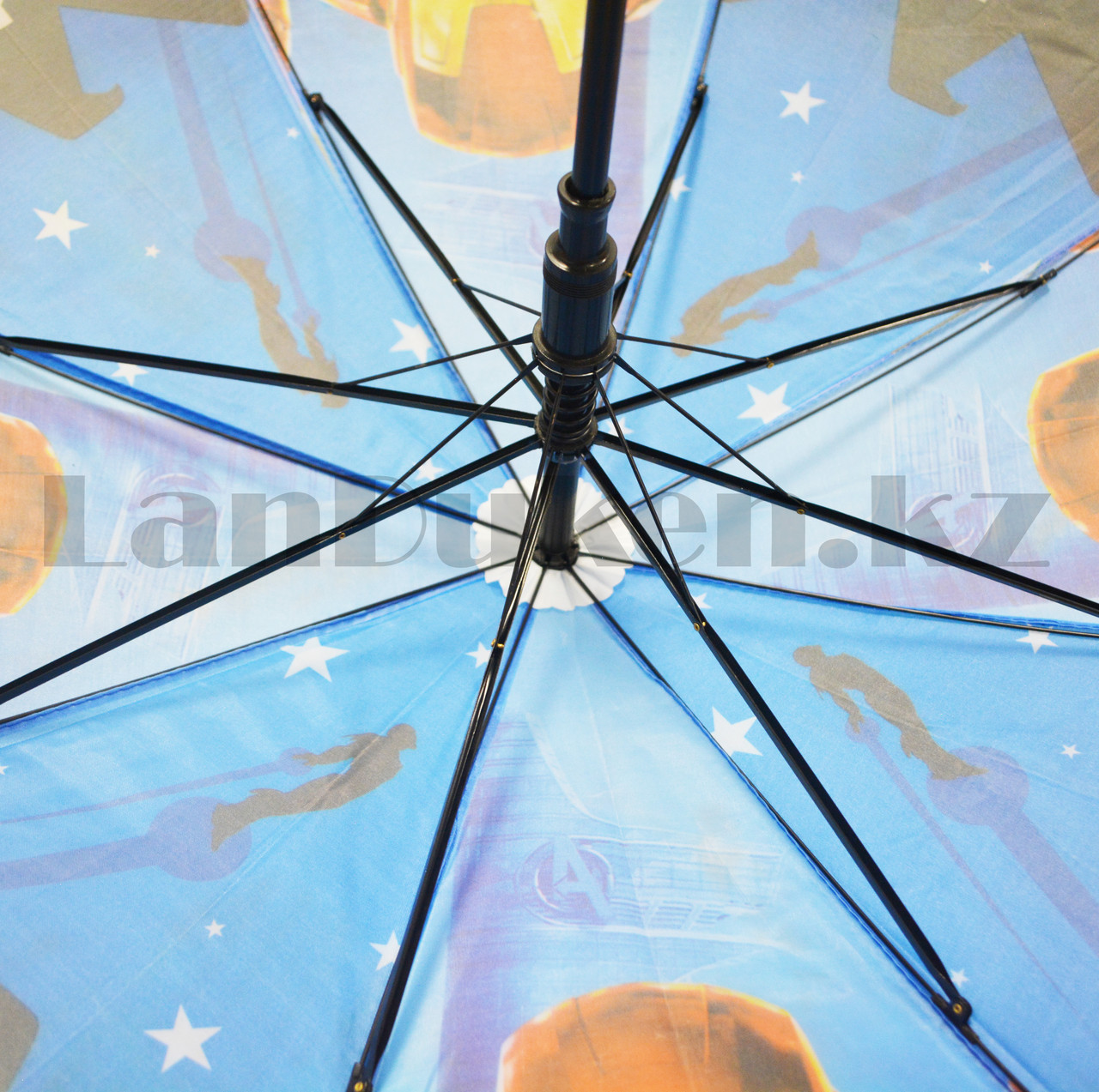 Зонт детский Железный человек трость 68 сантиметров синий - фото 4 - id-p99104239