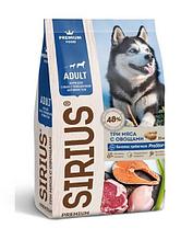 945540 SiRiuS, Три мяса с овощами корм для собак с повышенной активностью, уп.15кг.