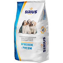 605581 SiRiuS, сухой корм для щенков и молодых собак, ягненок с рисом, уп.15кг.