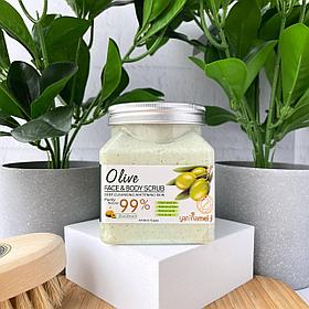 Солевой скраб для лица и тела Yan Namei Ji 99%, олива