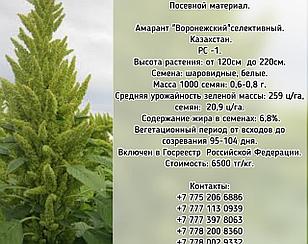 Семена амарант "Воронежский"  РС -1 Казахстан