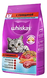 Whiskas 1.9 кг с говядиной для стерилизованных кошек Сухой корм