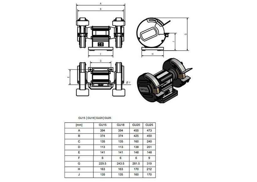 Станки заточные (точило) Optimum OPTIgrind GU 20 220В - фото 4 - id-p25289682