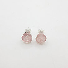 Серьги-гвоздики Роза из серебра с розовым кварцем