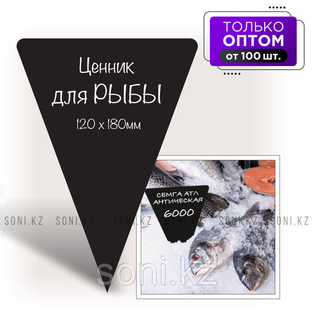 Ценник для рыбы на льду / Мұздағы балыққа арналған баға көрсеткісі 120х180мм, от 100 штук