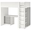 Кровать-чердак+стол/мод д/хр СМОСТАД белый серый 90x200 см ИКЕА, IKEA