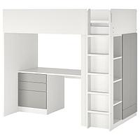 Кровать-чердак+стол/мод д/хр СМОСТАД белый серый 90x200 см ИКЕА, IKEA, фото 1