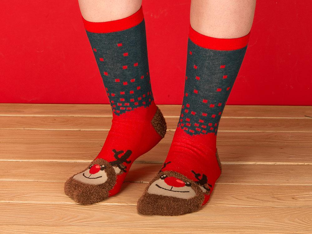 Набор носков с рождественской символикой в мешке мужские, 2 пары, красный - фото 9 - id-p99141541