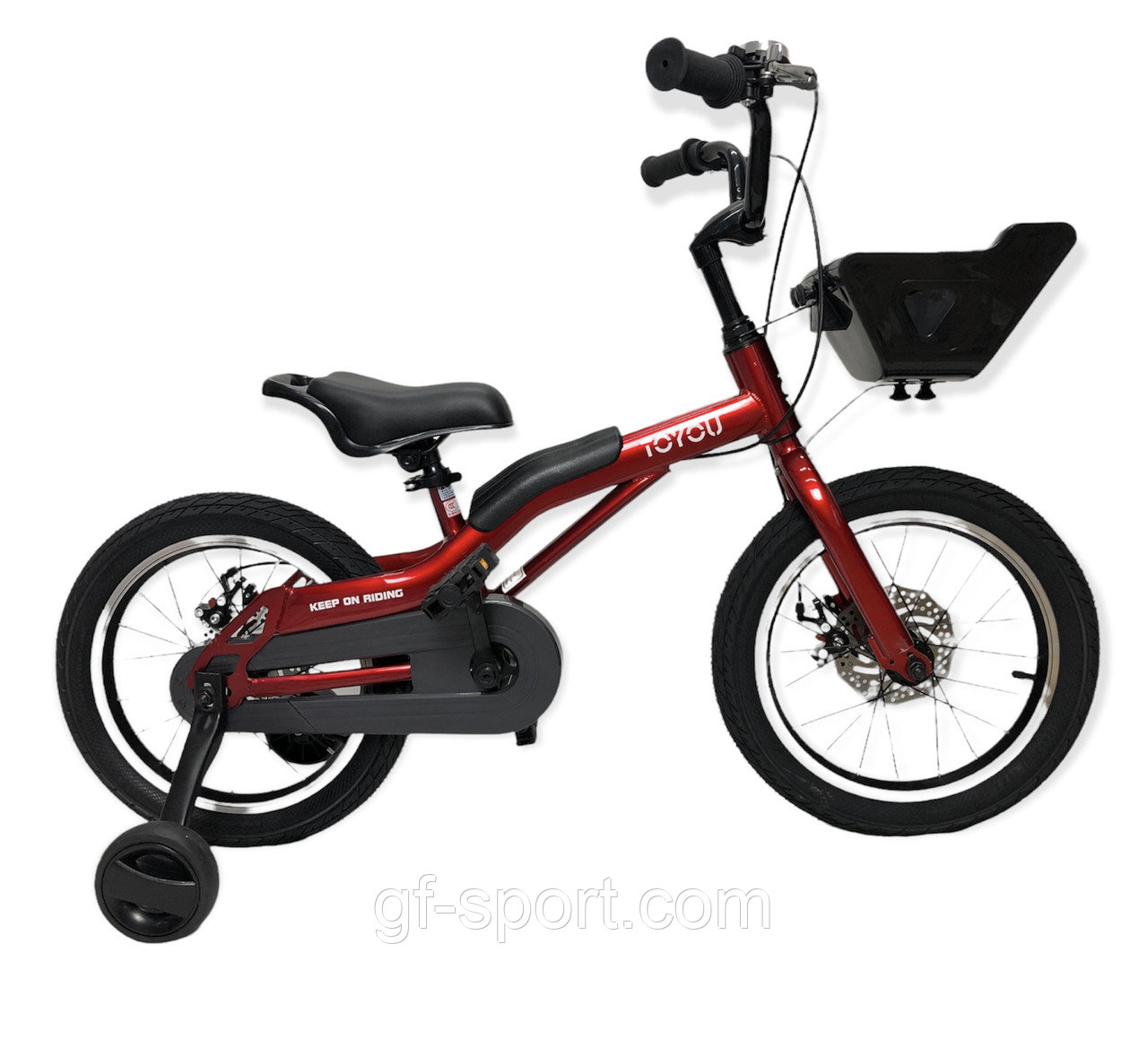 Велосипед ToYou красный оригинал детский с холостым ходом, на дисковых тормозах 14 размер (532-14)