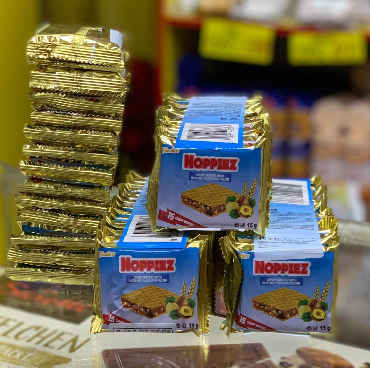 Вафли Noppiez с шоколадно - ореховым кремом /15шт-упак/ (Германия) - фото 1 - id-p99148535