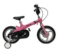 Велосипед MiQilong алюминиевый с раздвижной рамой розовый оригинал детский с холостым ходом 14 размер (535-14), фото 1