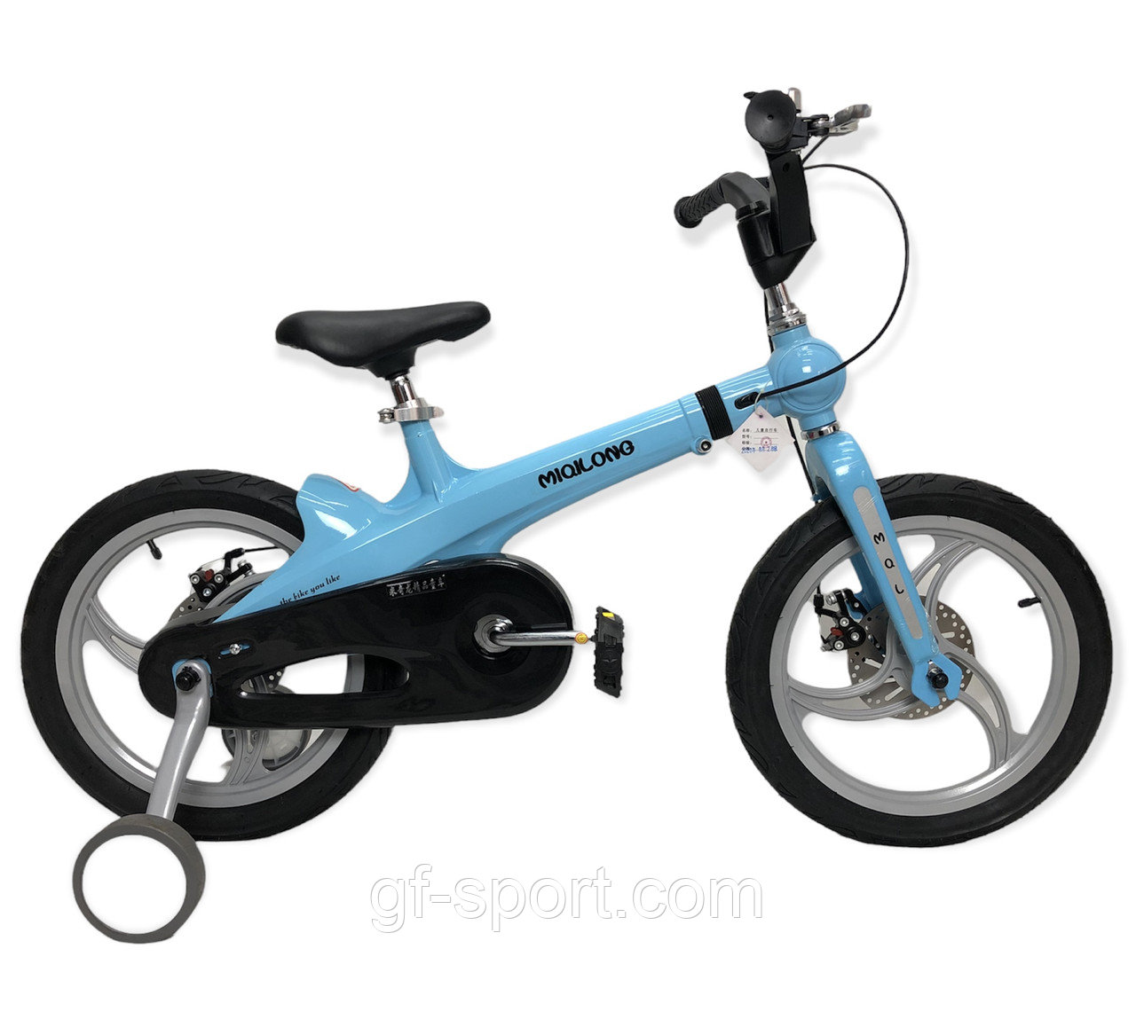 Велосипед MiQilong алюминиевый с раздвижной рамой голубой оригинал детский с холостым ходом 16 размер (535-16), фото 1