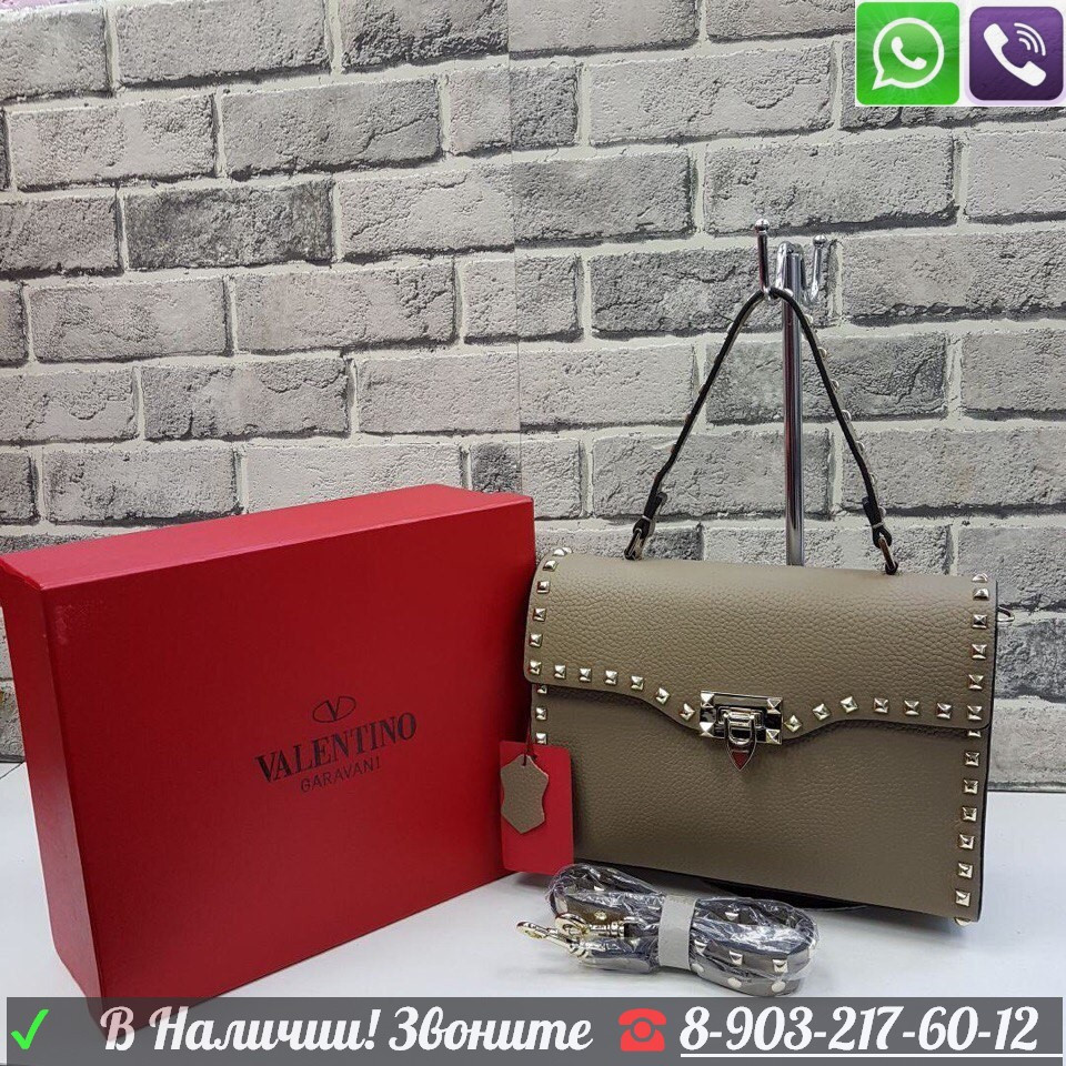 Сумка valentino большая сумка 27 на 18 с шипами - фото 9 - id-p99195723