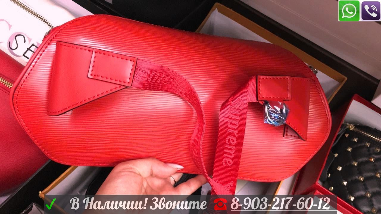 Поясная сумка на пояс Supreme Louis Vuitton Суприм Супрем Лв Красная Черная - фото 6 - id-p99196709