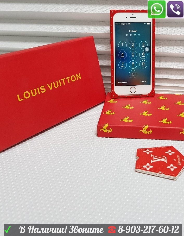 Чехол Iphone Louis Vuitton Supreme LV Луи Виттон Суприм - фото 4 - id-p99195756