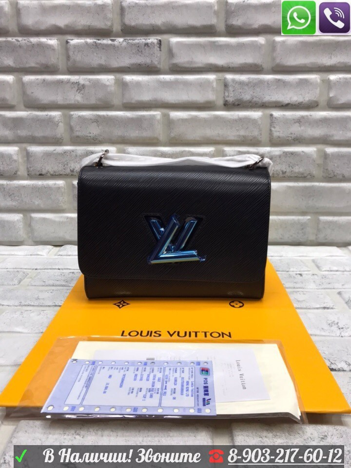 Сумка Louis Vuitton Twist MM Черная c серебряным знаком - фото 1 - id-p99196719