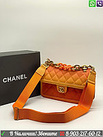 Клатч Chanel c тканевым ремнем и цепью Шанель