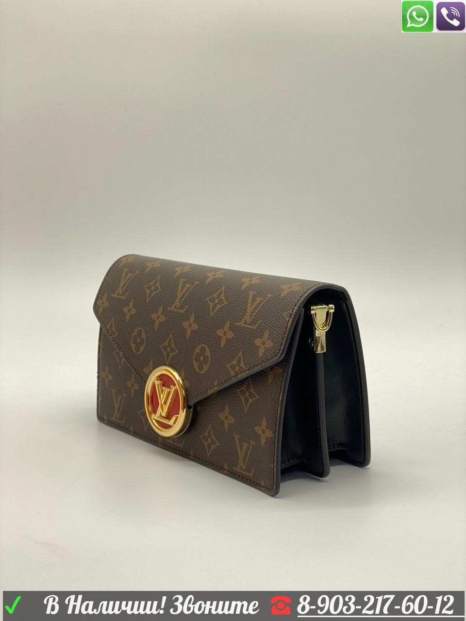 Клатч Louis Vuitton Dauphine с красной пряжкой - фото 7 - id-p99199545