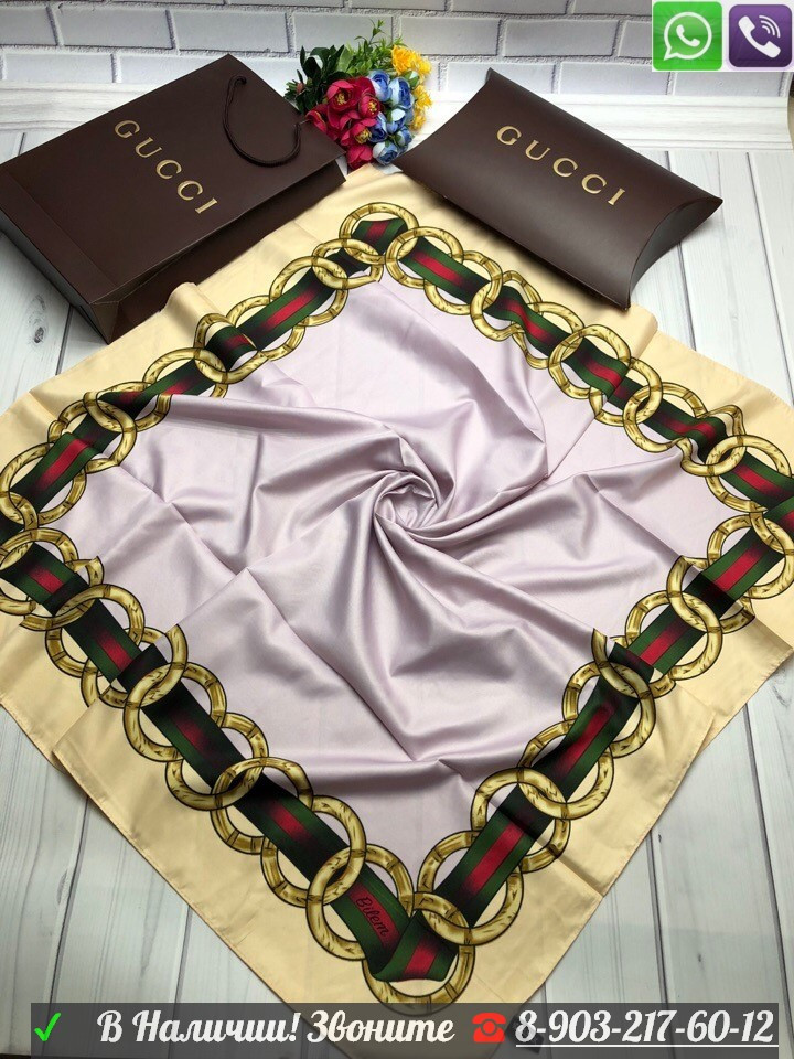 Платок Gucci шелковый 100 см - фото 2 - id-p99197720